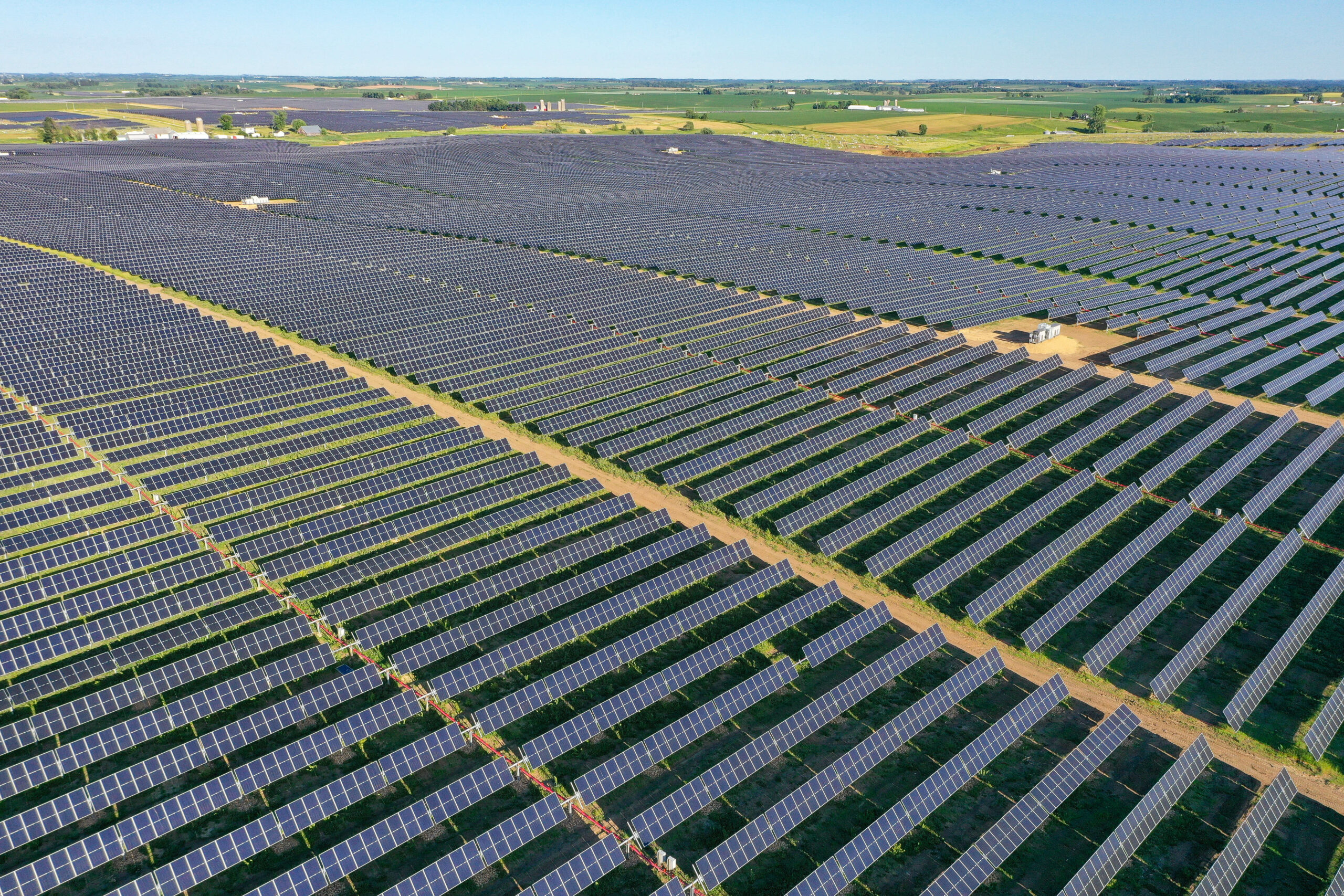 A view of some of the nearly 500,000 solar panels installed at first phase of the Badger Hollow Solar Park in southwestern Wisconsin.