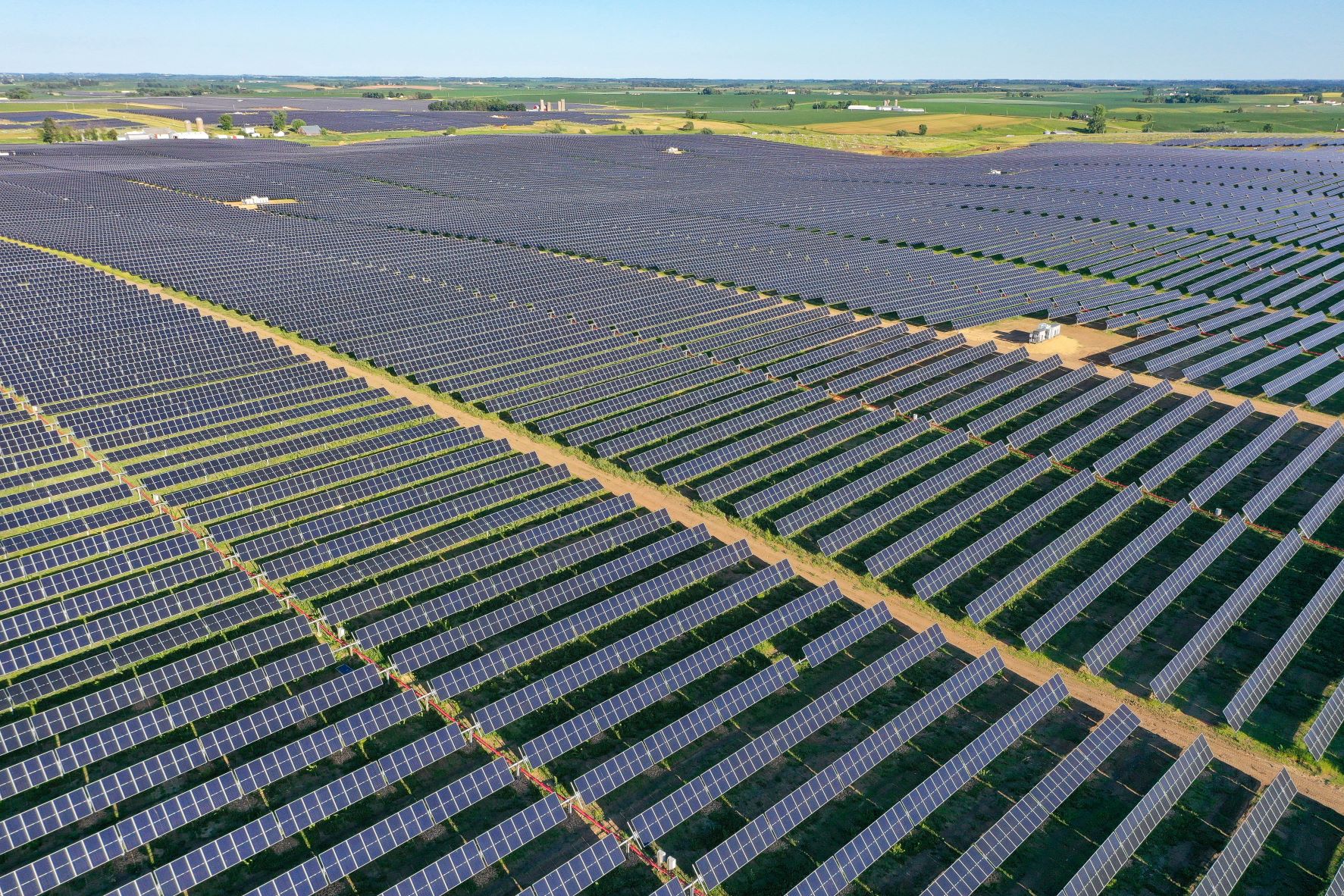 A view of some of the nearly 500,000 solar panels at the first phase of the Badger Hollow Solar Park in southwest Wisconsin.