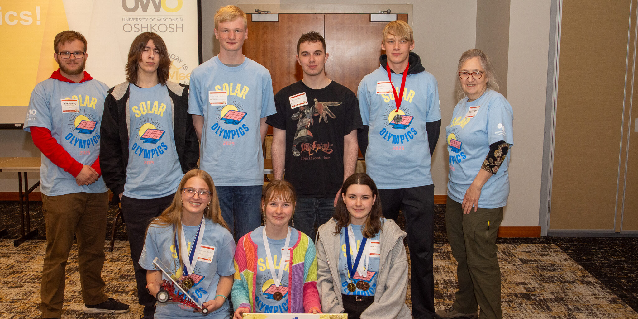 Valders High School students take a team picture at the WPS Solar Olympics.